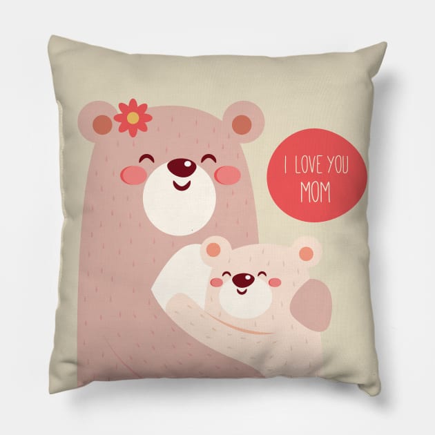 Loving bear mom Pillow by Kiroiharu