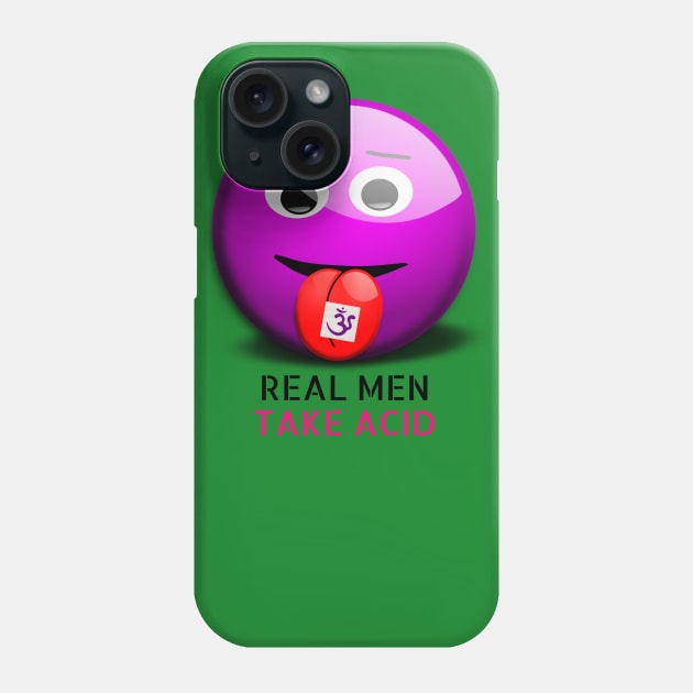 Real men take acid smiley face purple om Phone Case by farq