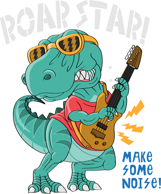 cool dinosaur rock star Kids T-Shirt by Tshirt lover 1