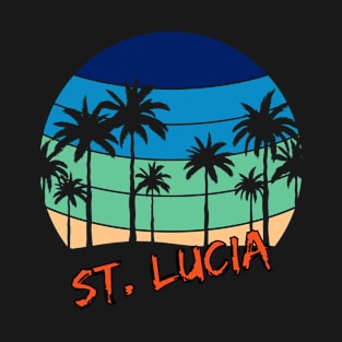 St. Lucia Retro Vintage Sunset Beach Design T-Shirt