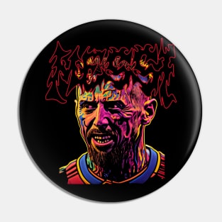 Deathcore Leonel Messi Undead Zombie Horror Art Pin