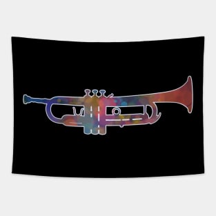 Trumpet Silhouette: Rainbow Watercolor Tapestry