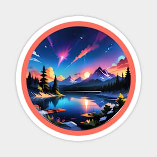 Landscape rounded sticker Magnet