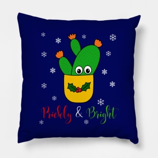 Prickly And Bright - Opuntia Microdasys Cactus In Christmas Holly Pot Pillow