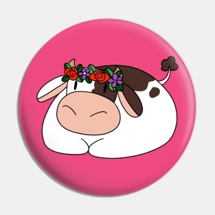 Flower Crown Cow Pin