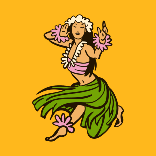 Hawaiian Hula Dancer Illustration T-Shirt