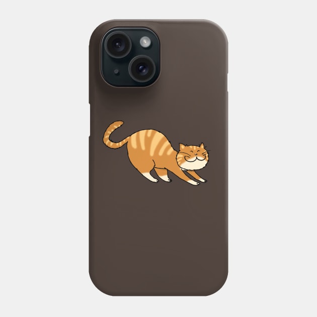 stretching ginger cat Phone Case by cartoonygifts