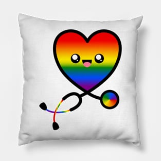 Stethoscope Emoji Heart Rainbow Pillow