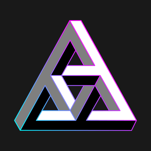 Even more impossible triangle with cyan to magenta gradient edge by TRIME