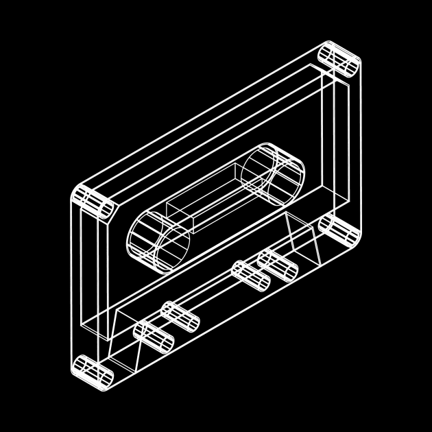 retro tape cassette 3d wireframe by lkn