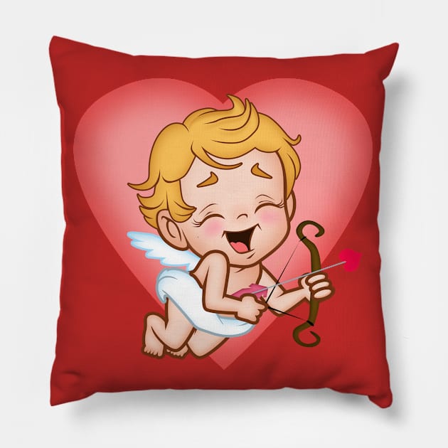 cupid's here to save the day Pillow by richhwalsh