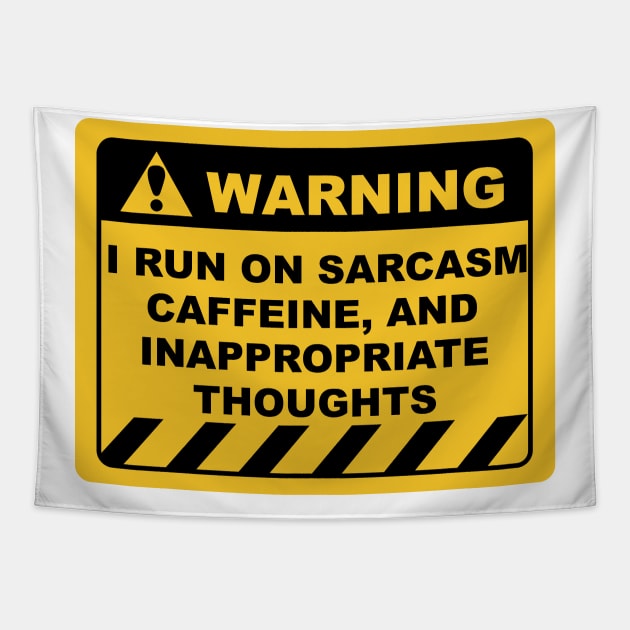 Funny Human Warning Labels Sarcasm Caffeine Tapestry by Color Me Happy 123