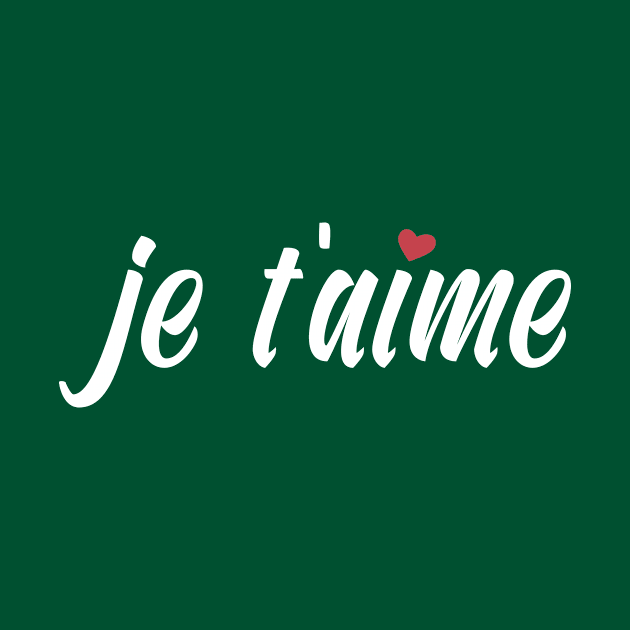 Je T'aime French I Love You Valentine Calligraphy by Jasmine Anderson