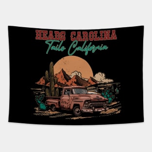 Heads Carolina, Tails California Cactus Car Tapestry