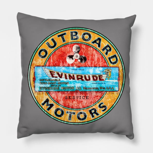 Evinrude Vintage Outboard motors Pillow by Midcenturydave