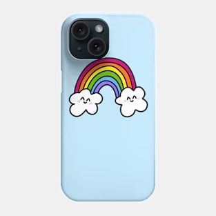 Cute Rainbow Doodle with Smiling Clouds, made by EndlessEmporium Phone Case