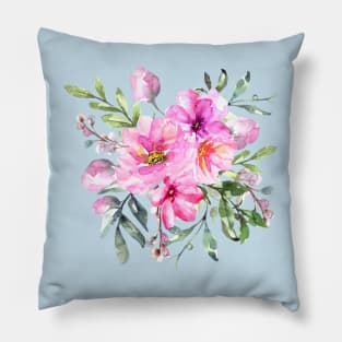 Pink Flower Arrangement Watercolor Art Pillow