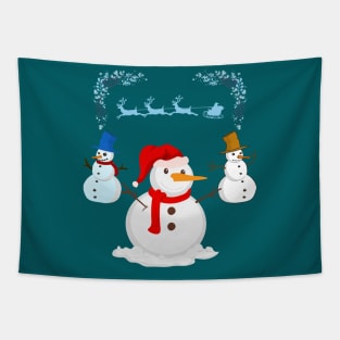 Three Christmas snowman Tapestry