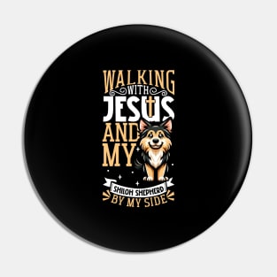 Jesus and dog - Shiloh Shepherd Pin