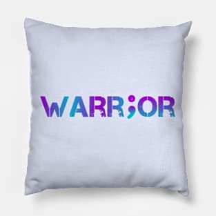 Mental Health Awareness - Warrior Semicolon Teal & Purple Vintage Gradient Pillow