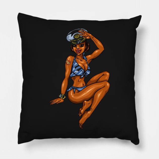 Pretty Black Sailor Lady Pillow by ameristar