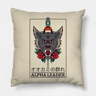 Alpha Wolf Dagger Tattoo Pillow