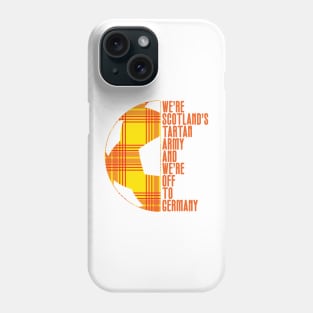 Scotland's Tartan Army, Yellow and White Tartan Ball and Text Design Phone Case