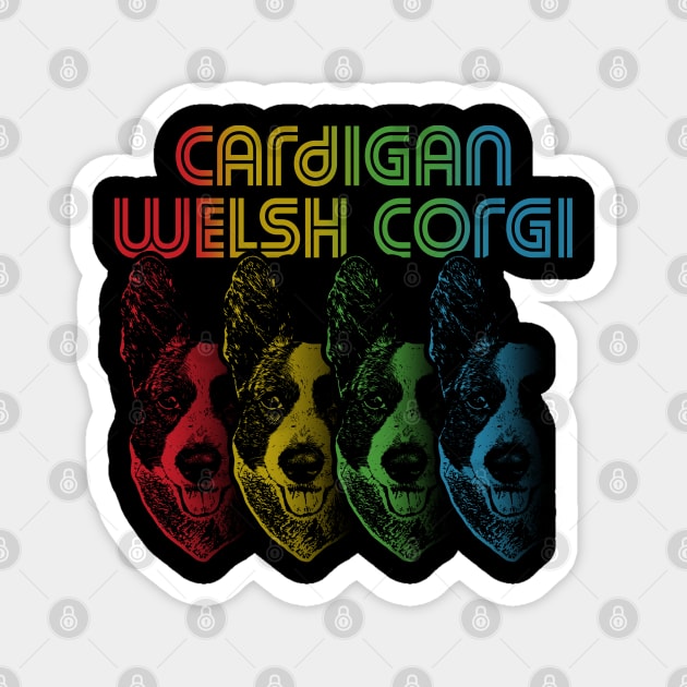 Cool Retro Groovy Cardigan Welsh Corgi Dog Magnet by Madfido