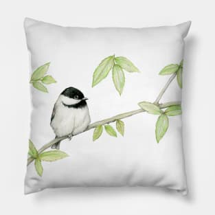 A pencil drawing of a Carolina chickadee Pillow