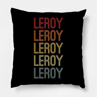 Leroy Name Vintage Retro Pattern Pillow