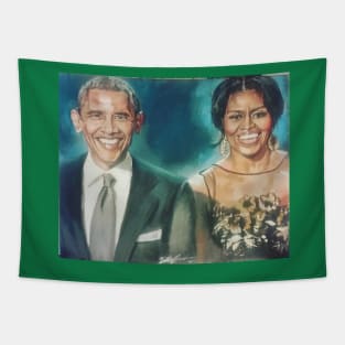 Barack and Michelle Obama Portrait Tapestry