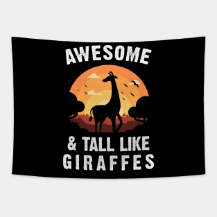 Giraffe Awesome and Tall Like Giraffes Vintage Sunset Theme Tapestry