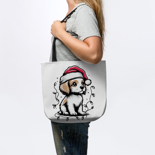 Adorable Dog Christmas Lights Santa Hat by Frank Ring