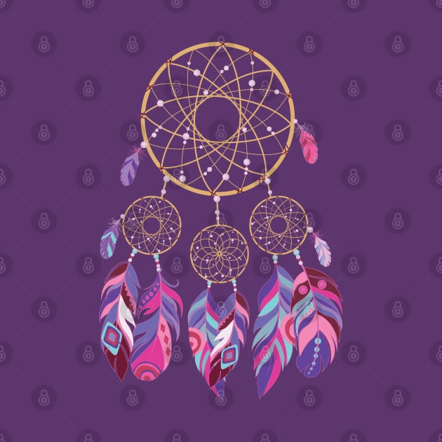 Retro Dreamcatcher Native American Feathers by Pennelli Studio