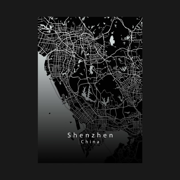 Shenzhen China City Map dark by Robin-Niemczyk