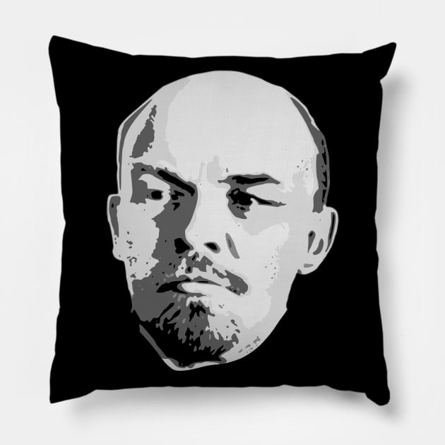 Vladimir Lenin Black and White Pillow by Nerd_art