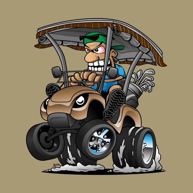 Funny Golf Cart Hotrod Golf Car Popping a Wheelie Cartoon by hobrath