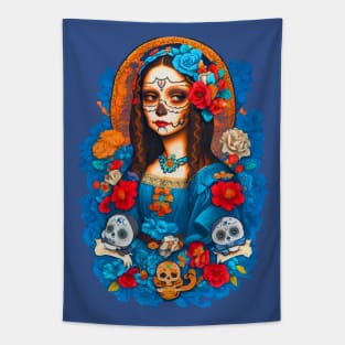 Sugar Skull Mona Lisa Tapestry