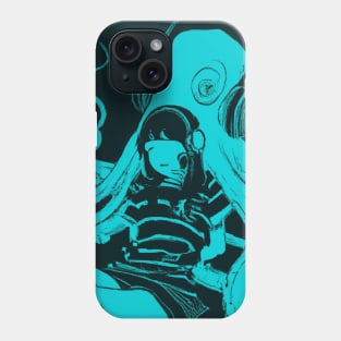 Girl and Octopus Relax with Headphones Phone Case