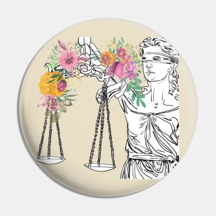Floral Lady Justice Lawyer Gift Pin