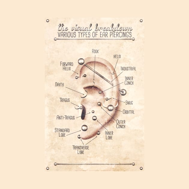 Vintage-Style Ear Piercing Infographic Chart by Jarrodjvandenberg
