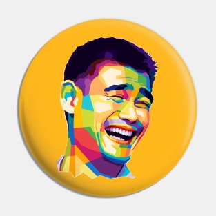 laughing Yao Ming Meme Pop Art Pin