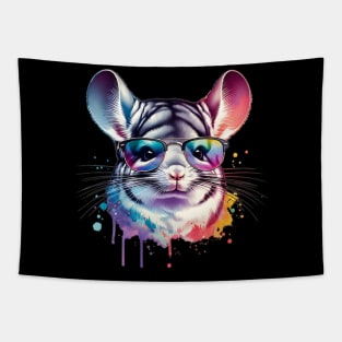 Watercolor Chinchilla Wearing Sunglasses. Tapestry