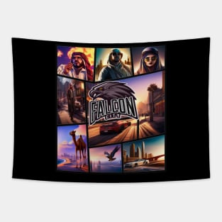 Falcon City: Arab Theft Auto Tapestry