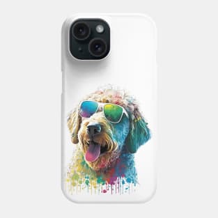 golden doodle dog and sunglasses in Summer One Phone Case