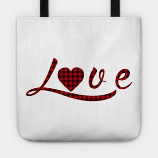 Love buffalo plaid hand written for Valentines Day Tote