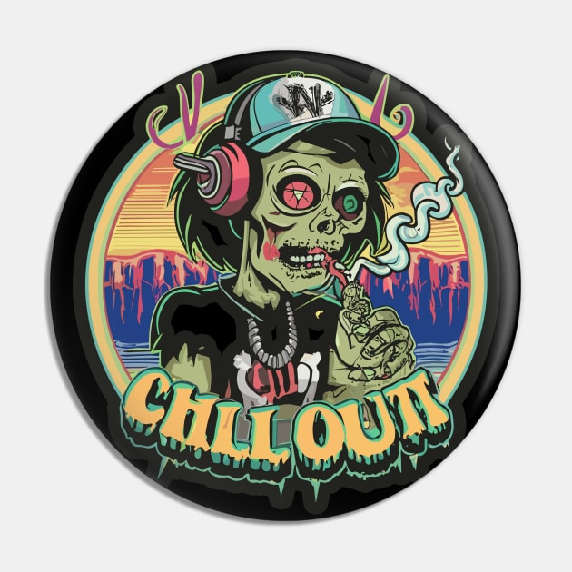 Hip Hop Zombie Chill Out Artwork Pin by diegotorres