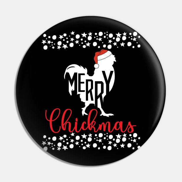 Merry Chickmas Funny Chicken Silhouette Clip art Christmas Family Gifts Pin by BadDesignCo