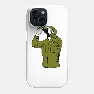 Army Soldier Looking Binoculars Retro Phone Case