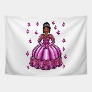 Princess -  Black Princess, curly haired, in purple with stars  iv  ! beautiful  black girl with Afro hair, brown eyes and dark brown skin. Hair love ! Tapestry